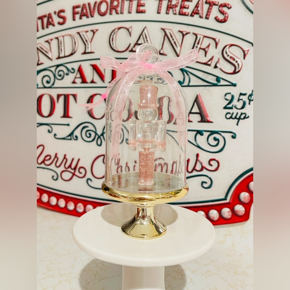 SHABBY CHIC CHRISTMAS PINKMAS DECOR NUTCRACKER CLOCHE XMAS TREE ORNAMENT GOLD